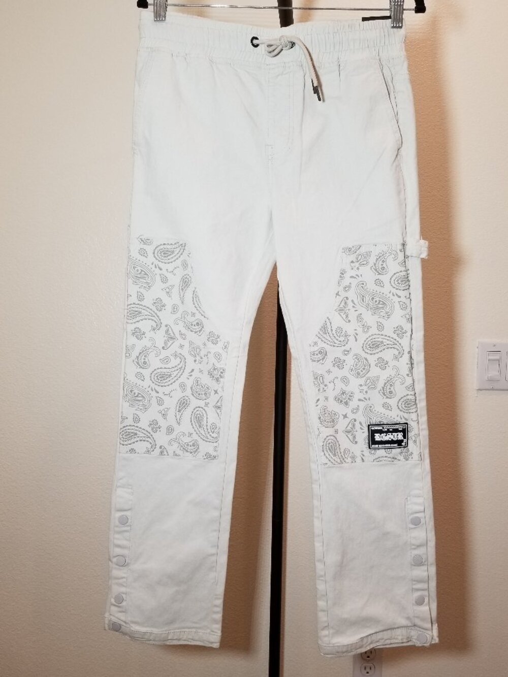 RGSTR Tan Pants Mens Small Tech Carpenter Paisley Snap Accent Retro‎ Street NWT
